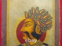 Hand Painted Rajput King Maharaja Old Antique Portrait Painting Rare Vintage Art