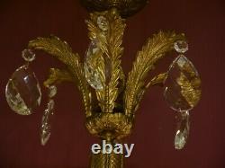 Huge 18 Light Crystal Chandelier Brass Vintage Lamp Cut Crystal Bowls Old Ø 32