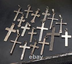 Joblot 17 Old Vintage/Antique Silver Cross Pendants. Wholesale Resale