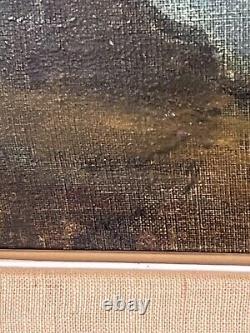 LARGE ANTIQUE MID CENTURY MODERN CUBISM CITYSCAPE OIL PAINTING OLD VINTAGE 1960s