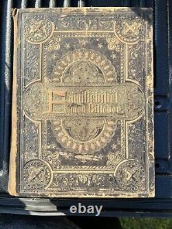 LARGE Old Vintage Antique German Holy Bible Very Old