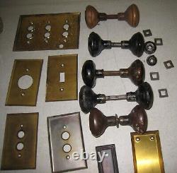 Large Lot Vintage Antique Old House Door Knobs Collectable Repurpose Brass Glass