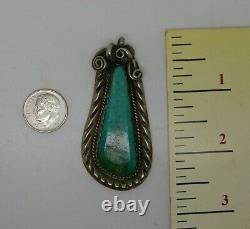 Large Vintage Navajo Old Pawn Silver Turquoise Pendant