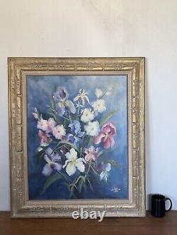 Linda Lee Antique Modern Flowers Impressionist Oil Painting Old Vintage Roses 69