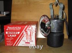 Miners JUSTRITE No. 2-501 CARBIDE HAND LAMP With Box- NEWithOLD STOCK