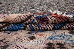Moroccan Boujad Wool Vintage Handmade Old Rug Berber carpet (5Ft x 7 FT)