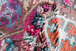 Moroccan Old Boujaad Wool Pink Handmade vintage Rug Berber (6.6 Ft x 10.2FT)