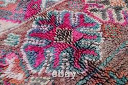 Moroccan Old Boujaad Wool Pink Handmade vintage Rug Berber (6.6 Ft x 10.2FT)