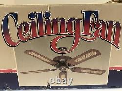 NEW! Old Stock Vintage Antique Brass Cane 52 Ceiling Fan 5 Blades