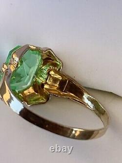 New Old Stock Vintage Emerald Cocktail Ring 1.90ct Antique Retro Yellow Gold