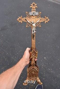 Nice Antique Vintage Altar Cross, Very Ornate, 100 Years Old (CU63) chalice co
