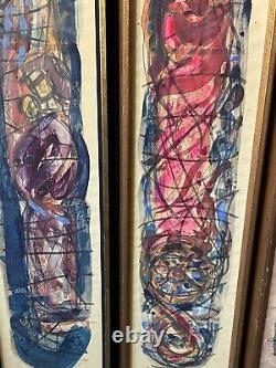 Nissan Engel Antique Modern Abstract Expressionist Painting Old Vintage Cubism