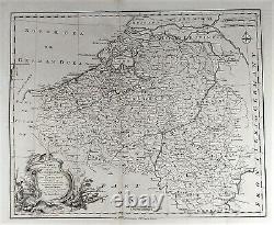 OLD ANTIQUE MAP NETHERLANDS and LOW COUNTRIES c1740's ENGRAVING by E BOWEN