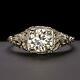 Old Cut. 89ct Diamond Vintage Engagement Ring White Gold Antique Filigree Floral