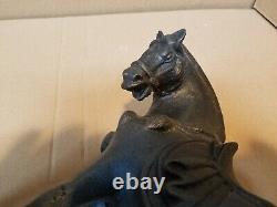 OLD VINTAGE ANTIQUE CAST IRON HORSE SCULPTURE 11 TALL 11 1/2 long very heavy