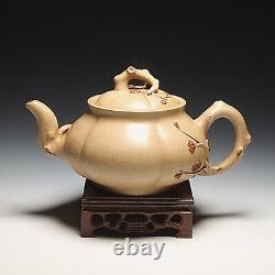 OldZiSha-Rare China Yixing Zisha Old 700cc Plum Teapot By Master Wu ChunGen