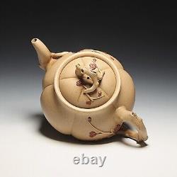 OldZiSha-Rare China Yixing Zisha Old 700cc Plum Teapot By Master Wu ChunGen