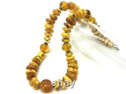 Old Amber Necklace Vintage Antique BALTIC Egg Yolk Butterscotch Beads 59,9g 8S