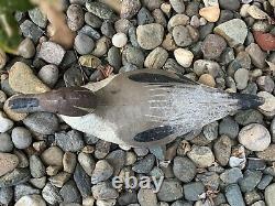Old Antique Canvas Duck Decoy 15 1/2 inch Hand Painted with Lead on Bottom Vintage