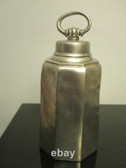 Old Antique Pewter Hallmarks Octagonal Screw Top Lid Storage Container Canister