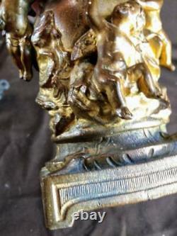 Old Antique Spelter Metal Madonna Virgin Mary Sculpture Statue Cherubs Angel Art