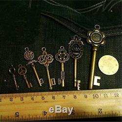 Old Antique Vintage Brass Skeleton 12 Keys Lot Small Large Pendant Necklace Craf
