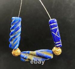 Old Antique Vintage Jewelry Necklace Lapis Bead Ancient Historic Sasanian Empire
