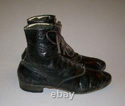 Old Antique Vtg 1900s Mens Edwardian / Victorian Leather Shoes Boots Size 8 Nice