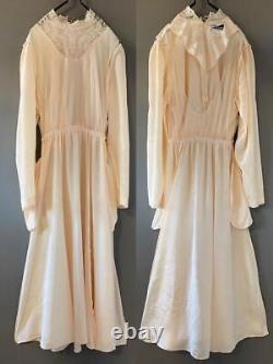 Old Clothes Antique Vintage 70S Usa Silk Lace Dress