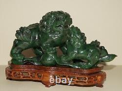Old Item HIGH Quality Jade Fu Lions withStand Superb