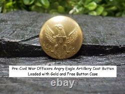 Old Rare Vintage Antique Civil War Relic Eagle Artillery Coat Button Loaded Gold