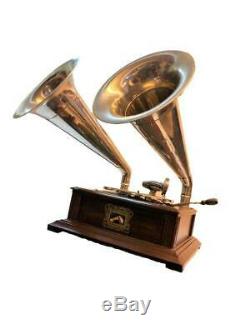 Old Talking Machine Vintage HMV Phonograph Twin-Horn Antique Gramophone BG 028