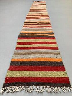 Old Turkish narrow Kilim Runner 340x50 cm shabby chic, vintage kelim