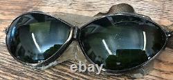Old VTG Antique Aviator Goggles With Convex Tinted Lenses RARE