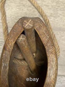 Old Vintage 1900's Antique Primitive Hand Carved Wood Cow Goat Camel Animal Bell