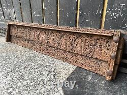 Old Vintage Ancient Rare Wood Fine Hand Carved Unique Flower Design Door Panel