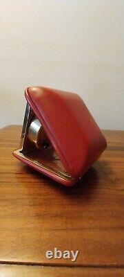 Old Vintage Angelus Swiss folding Travel Alarm Clock 8 day In red Working Order