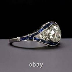 Old Vintage & Antique 2.98 Ct Round Cut Lab-Created Diamond 1920's Art Deco Ring