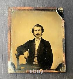 Old Vintage Antique Ambrotype Photo Dashing Young Man with Ruby Red Glass Backing