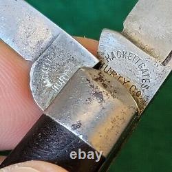 Old Vintage Antique American Ebony Wood Dogleg Jack Folding Pocket Knife