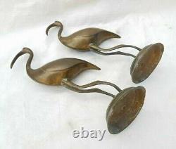 Old Vintage Antique Brass Handcrafted Bird Pair Beautiful Shape Statue / Figure
