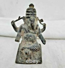 Old Vintage Antique Bronze & Brass Hand Carved God Ganesha Figure / Statue
