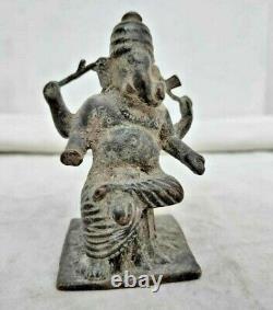 Old Vintage Antique Bronze & Brass Hand Carved God Ganesha Figure / Statue