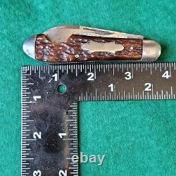 Old Vintage Antique Camillus 4 Line Bone Stag Easy Open Jack Pocket Knife
