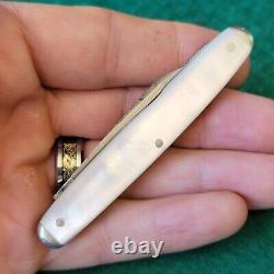 Old Vintage Antique Camillus New York 4 Line Pearl Pen Whittler Pocket Knife