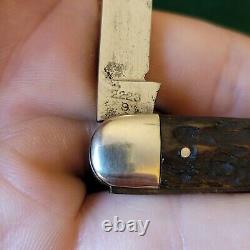 Old Vintage Antique Cattaraugus Bone Stag Sleeveboard Pen Pocket Knife