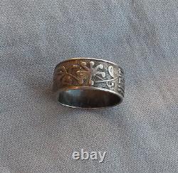 Old Vintage Antique Chinese Asian Silver Band Ring Size 10