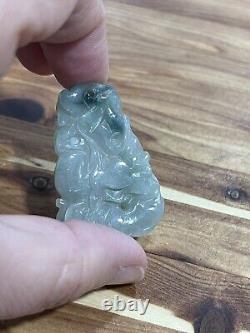Old Vintage Antique Chinese Two Sided Carved Pale Jade Pendant