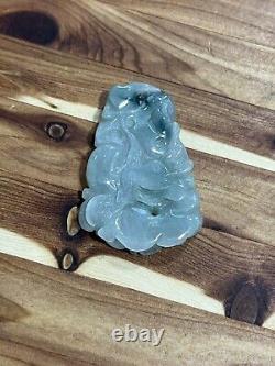 Old Vintage Antique Chinese Two Sided Carved Pale Jade Pendant