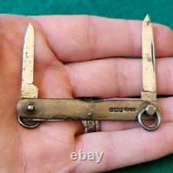 Old Vintage Antique Cross London Sterling Silver Ring Turn Pen Fob Pocket Knife